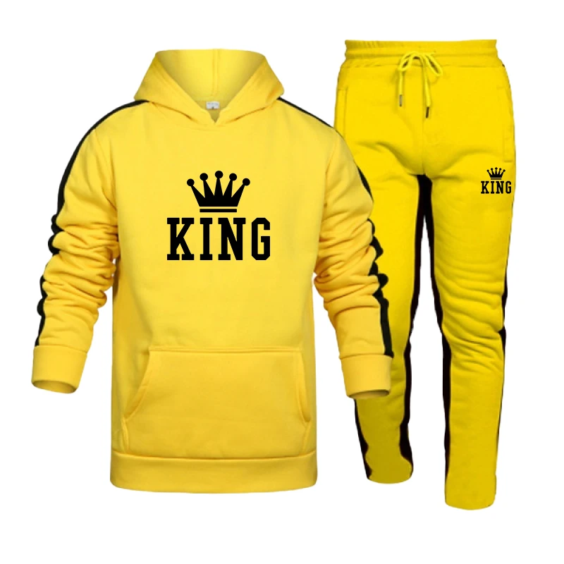 2023 Trendy Men's Striped Hoodie Pants 2-Piece Printed Sweatshirt Sweatpants Men's Fitness Top Pants Jogging Sportswear