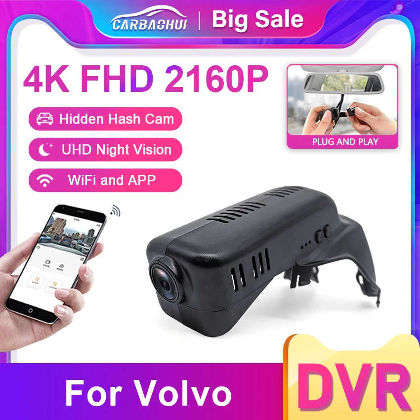 Auto Hidden Wifi Car DVR Cameras Dash Cam 4K 2160P Dashcam Recorder for