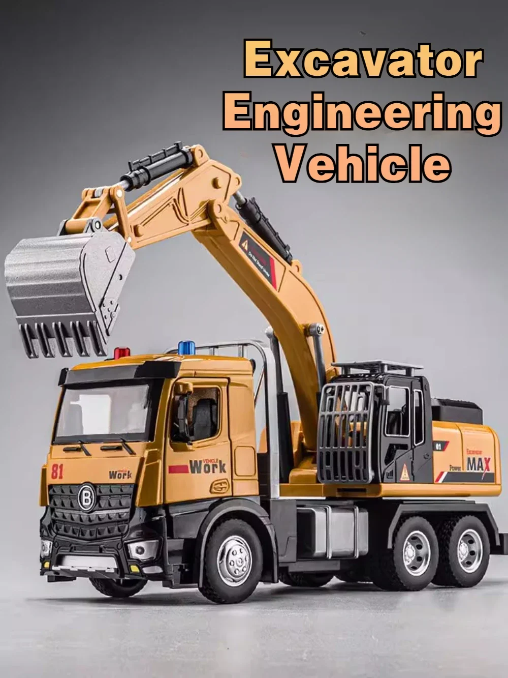 

9.8 Inches Alloy Diecast Model Toy Excavator Engineering Vehicle with Sound Light Door Can Be Opened Collection Toy for Children