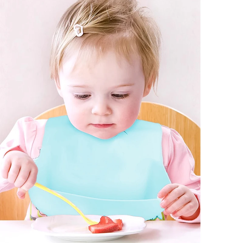 Baberos de silicona de grado alimenticio para bebé, toallas de babero fáciles de limpiar, impermeables, para comer