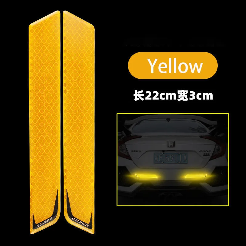 2pcs Car Bumper Reflective Strips Car Stickers Decal Warning Reflective Tape Strips Auto Reflector Stickers Safety Mark Upgrade