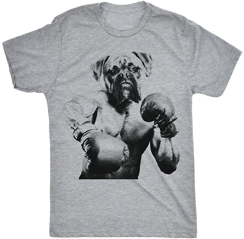 

Mens Boxer Boxing Tshirt Funny Fitness Workout Puppy Dog Tee for Guys