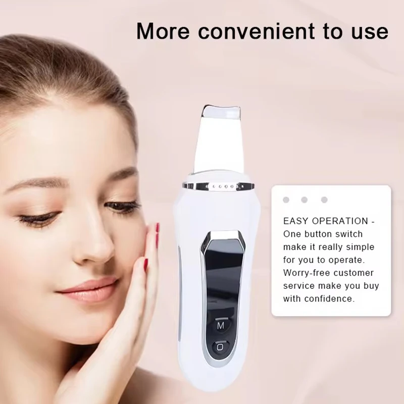 Ultrasonic Skin Scrubber Cleaner Peeling Blackhead Remover Deep Face Cleaning Ion Acne Pore Facial Shovel Cleanser Led Screen