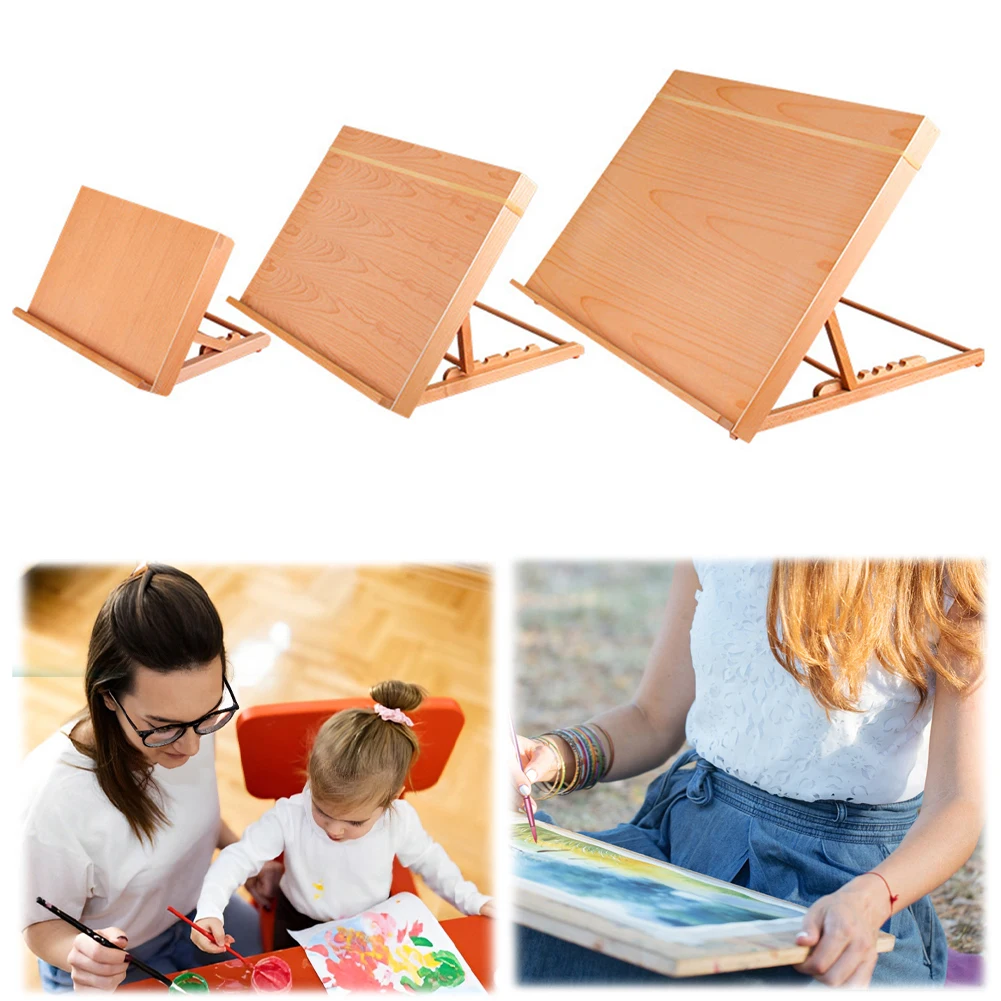 Desktop Drawing Board Adjustable Angle Wooden Sketching Board Portable Wood Painting Easel Multi-Function for Beginners Students