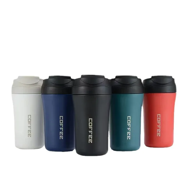 400ml Coffee Cup Stainless Steel Thermos with Straw Double-layer Vacuum Insulated Bounce Cup Portable Travel Car Creative Cup 6