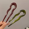 Simple U-Shape Hair Stick French Style Plastic Chignon Pins Hair Forks For Women Girls Summer Bun Styling Tools