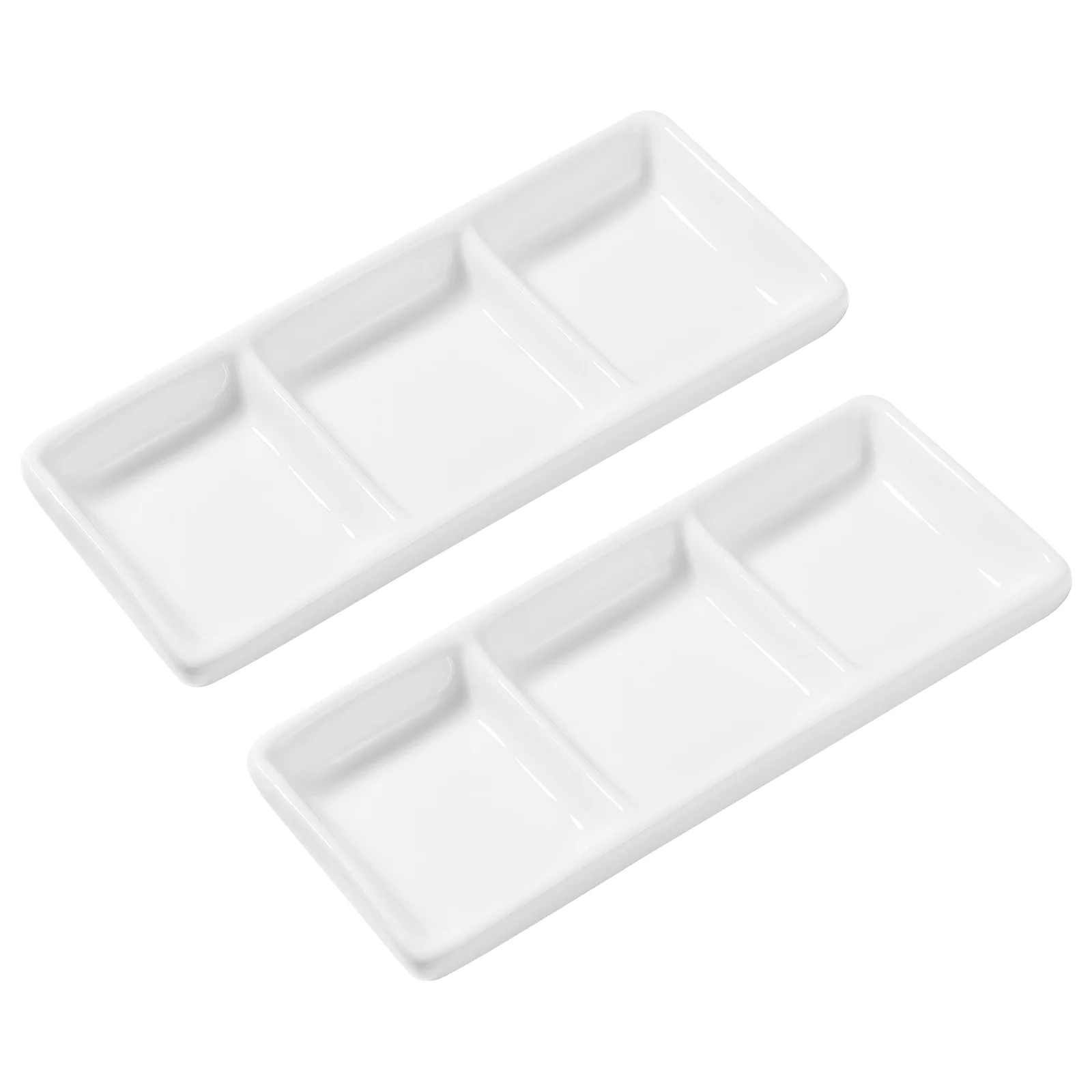 

Inch Pure White Ceramic 3-Compartment Appetizer Serving Tray Rectangular Divided Sauce Dishes for Spice Dish Soy Sauce