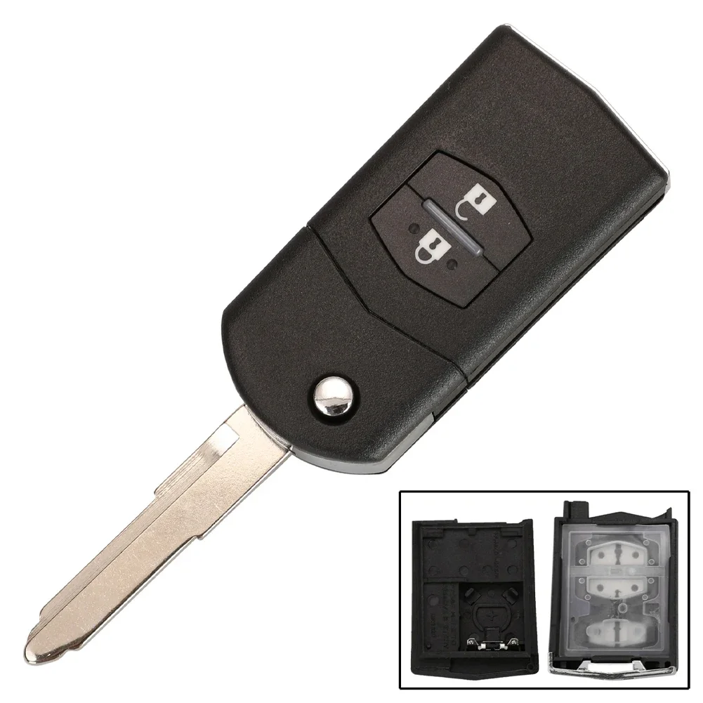 2 3 Button Remote Key Fob Shell Case Folding Flip for Mazda 2 3 5 6 CX-7 / CX-9 / MX-5 with Uncut Blade Replacement Parts key case car key shell key cover folding car key shell fob cover key fob replacement