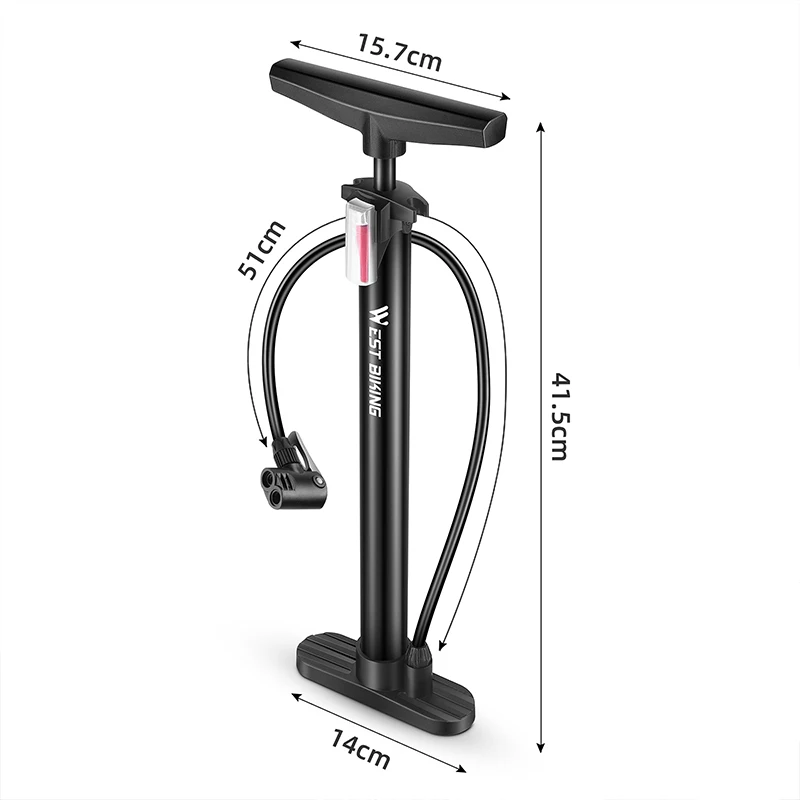 WEST BIKING Bicycle Pump 160PSI High Pressure Schrader Presta Valve Universal MTB Road Bike E-bike Basketball Toy Tire Inflator