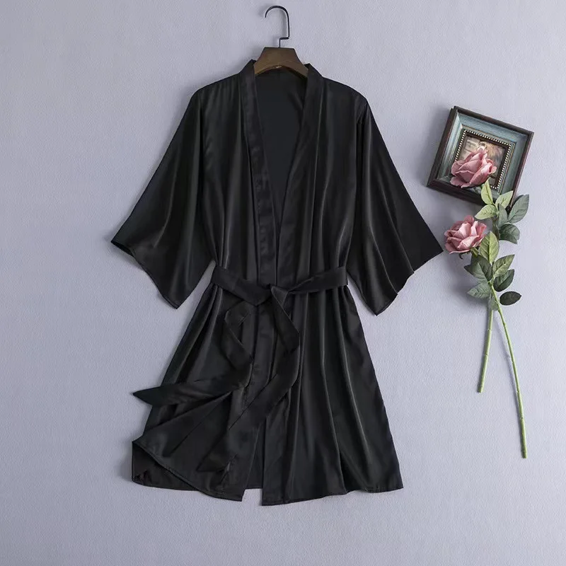 Green Nightgown Solid Color Kimono Lady Elegant Bathrobe Satin Homewear Wedding Bridal Gift Sleepwear Sexy Intimate Lingerie women dress,women sleepwear,bride robes,silk robe,sleepwear pajamas,cotton bathrobe
