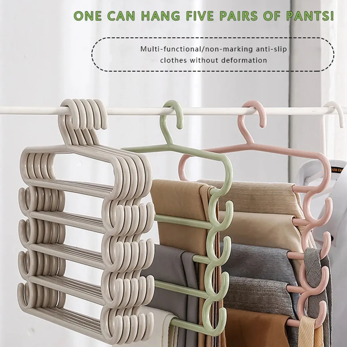 Clothes Hangers 5 Layers Clothes Hangers Trousers Pants Hangers Towel Scarfs Racks Closet Storage Organizers Clothes Storage Organization