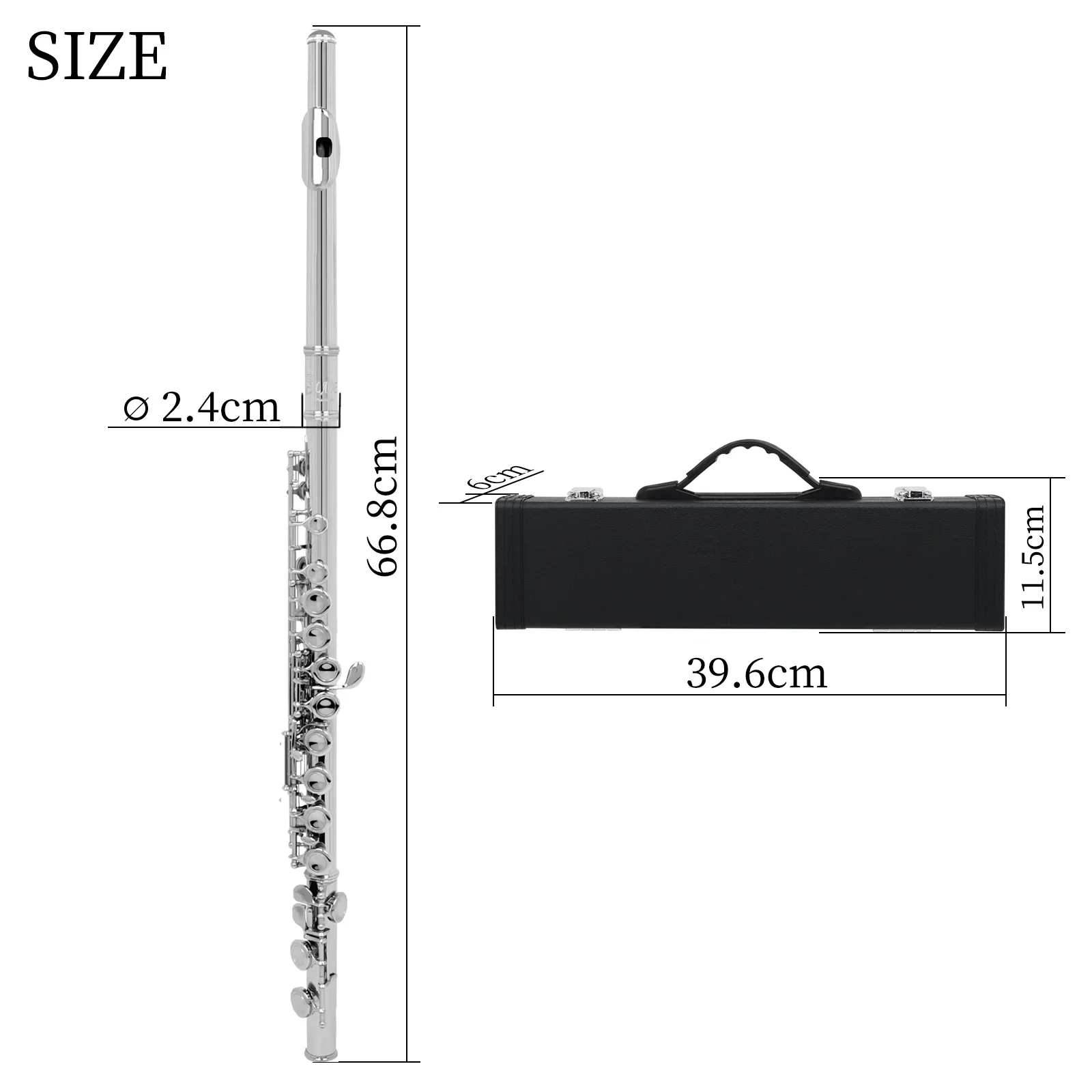 Transverse Flute 16 Closed Holes C Key with E key