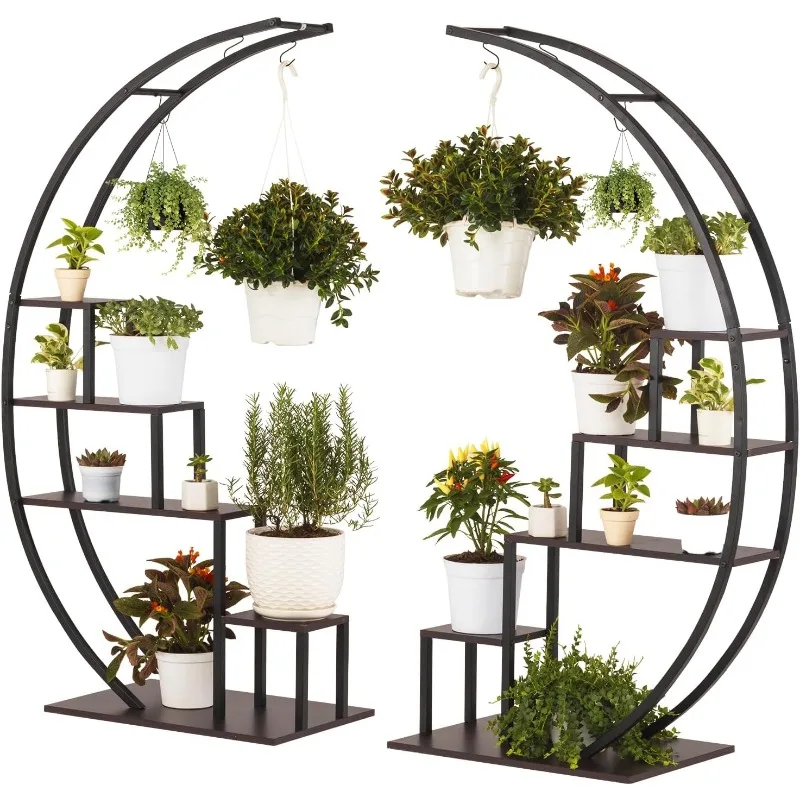 Metal Plant Stand, Heart Shape Ladder Plant Stands for Indoor Plants Multiple, Black Shelf Rack for Home Patio Lawn Garden