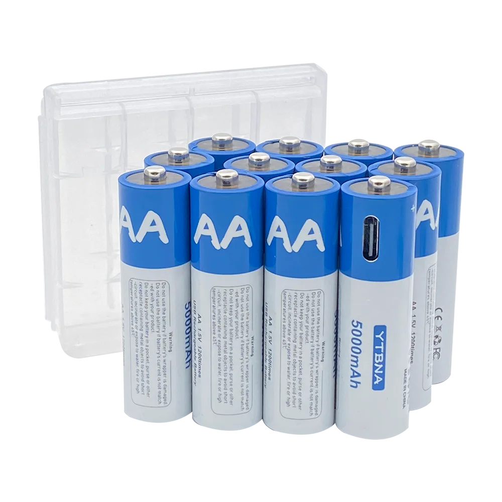 AA 5000mAh USB Rechargeable  1.5V AA  Li-ion Battery For Remote Control Mouse Small Fan Electric Toy Battery With Cable
