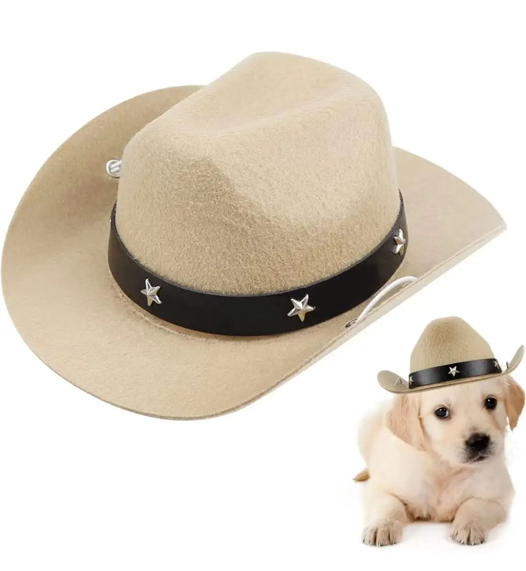 Chapeau de Cowboy Chic pour Petit Chien | Bouledogue Français & Plus - 2025 - Vêtement et accessoires pour chiens - Doglovedesign