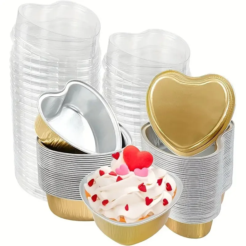 Description Picture 4 of itemDisposable Aluminum Foil Baking Pans with Lids Square Gold Foil Tin for Cakes Muffins Bread Food Storage Takeout Containers