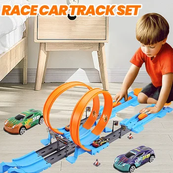 Railway Racing Track Play Set Mini Speed Racing Car Kits Educational Diy Race Careducational Interactive Boy Children Toy 1