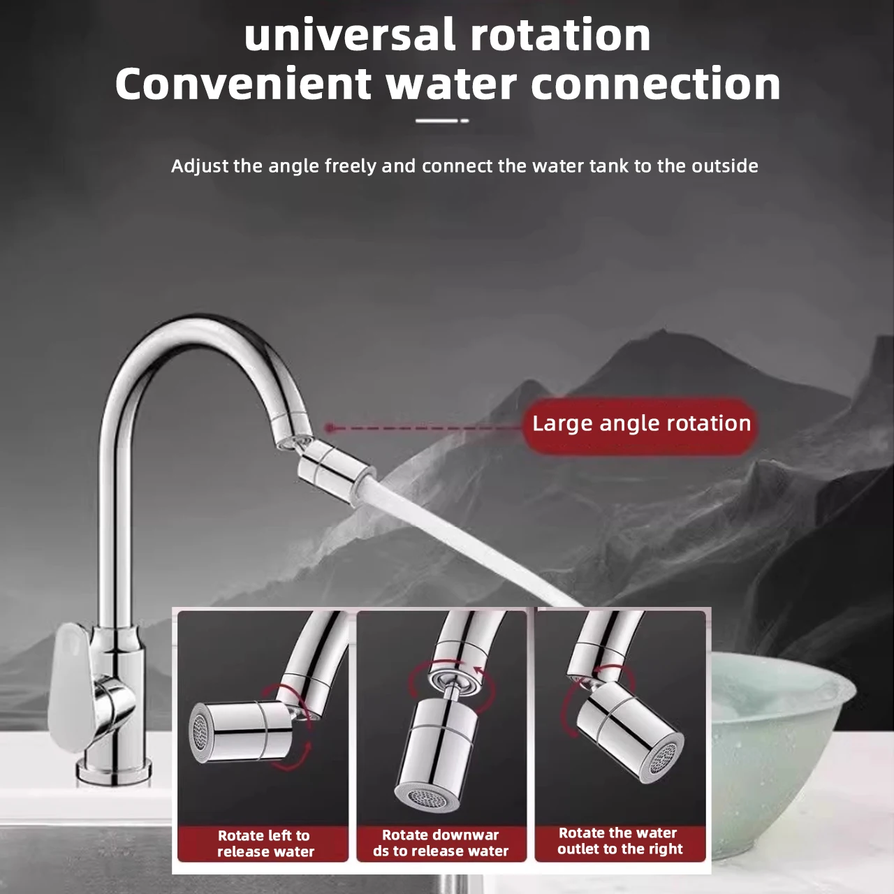 Universal Kitchen Sink Faucet 360 Degrees Splash-Proof Joint Swivelling Extension Faucet Extender Adapter