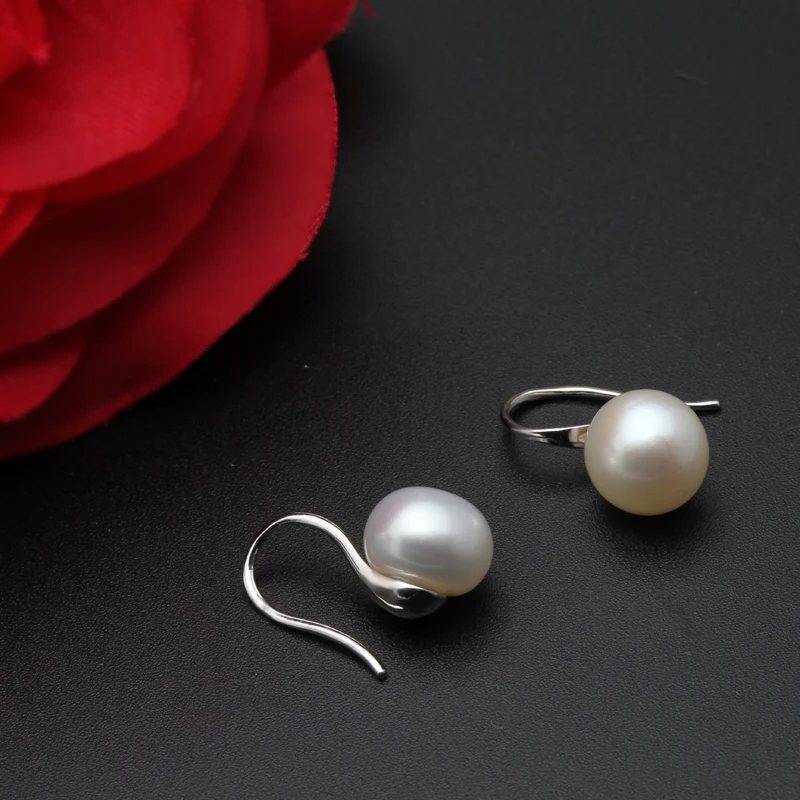 100% Real Natural Pearl Earrings,Fresh Water Pearl Earrings For Women Black Pearl Earrings 925 SilverJewelry Birthday Gift