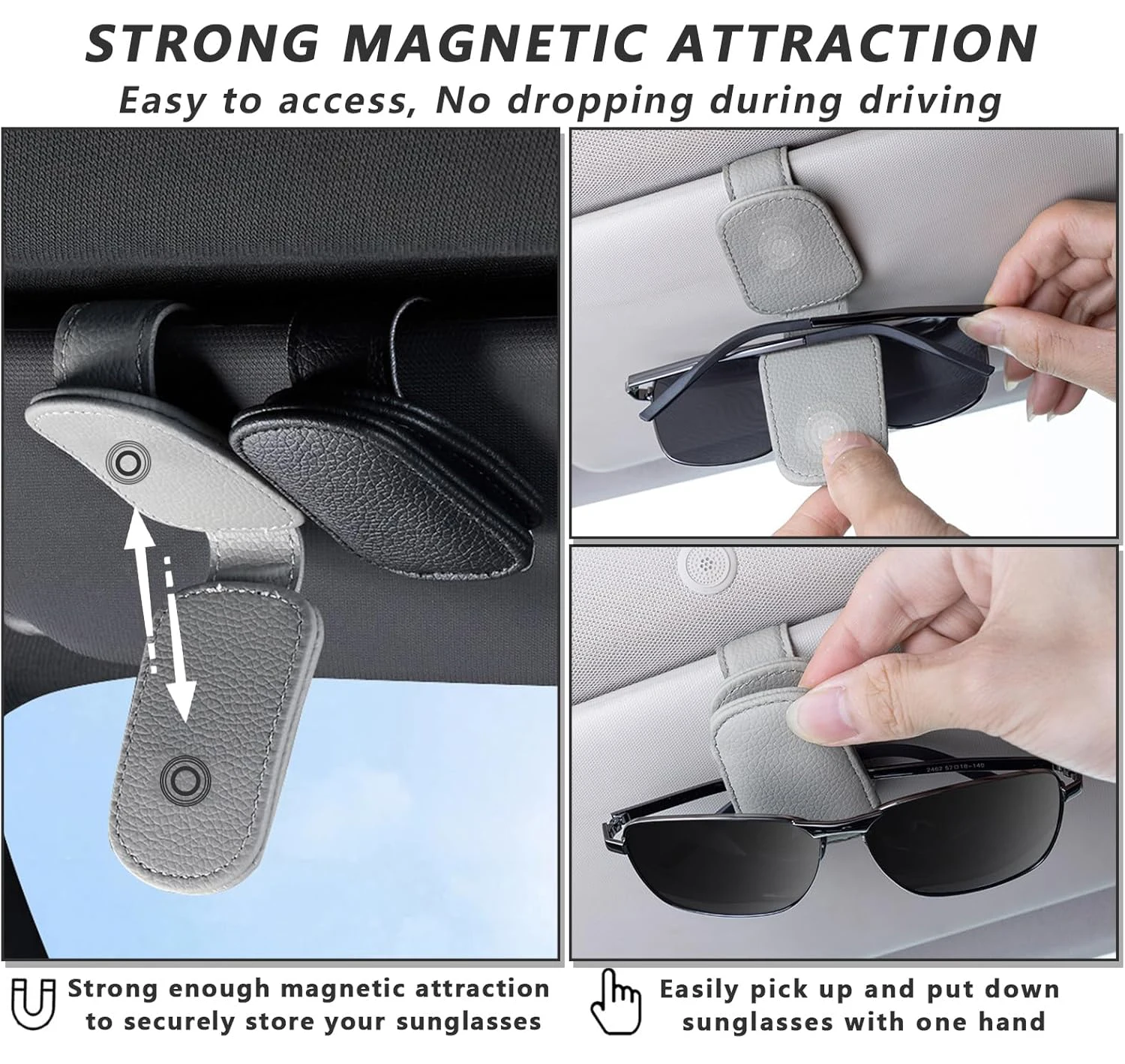 Magnetic Leather Sunglasses and Ticket Holder