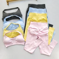 Sports Suit Women's Running 2PCS Set Seamless Yoga Thin Straps Beautiful Back Fitness Bras Gym High-waisted Peach Leggings Sets