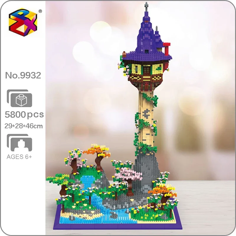 

PZX 9932 World Architecture Cliff Lighthouse Tower Magic Castle Garden Island DIY Mini Diamond Blocks Bricks Building Toy No Box