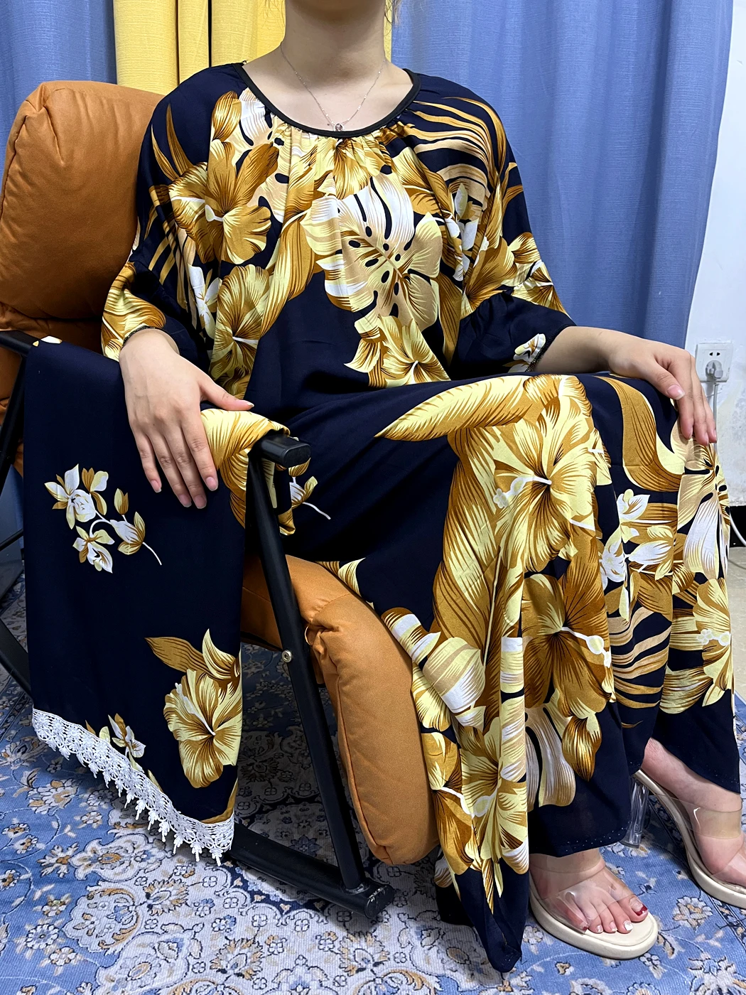Muslim Abayas For Women 2023 Dubai Floral Printed Cotton Loose Femme Robe African Nigeria Islam Dress With Big  Lace Shawl Scarf
