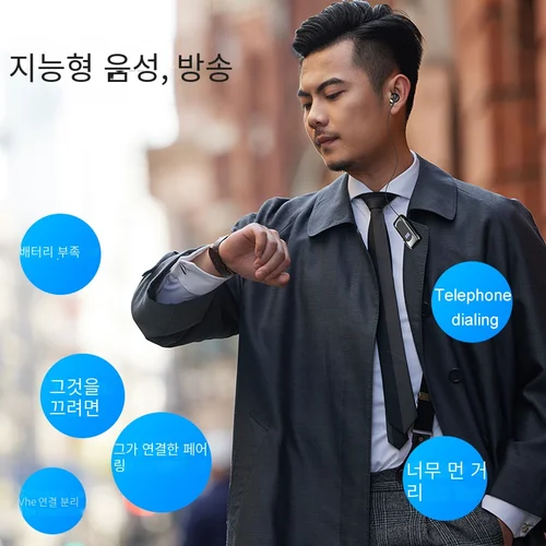 K55 Lavalier 비즈니스 블루투스 5.2 헤드폰 토크/음악 시간 20 시간, LED 디지털 디스플레이, 소음 차단 무선 이어폰 4