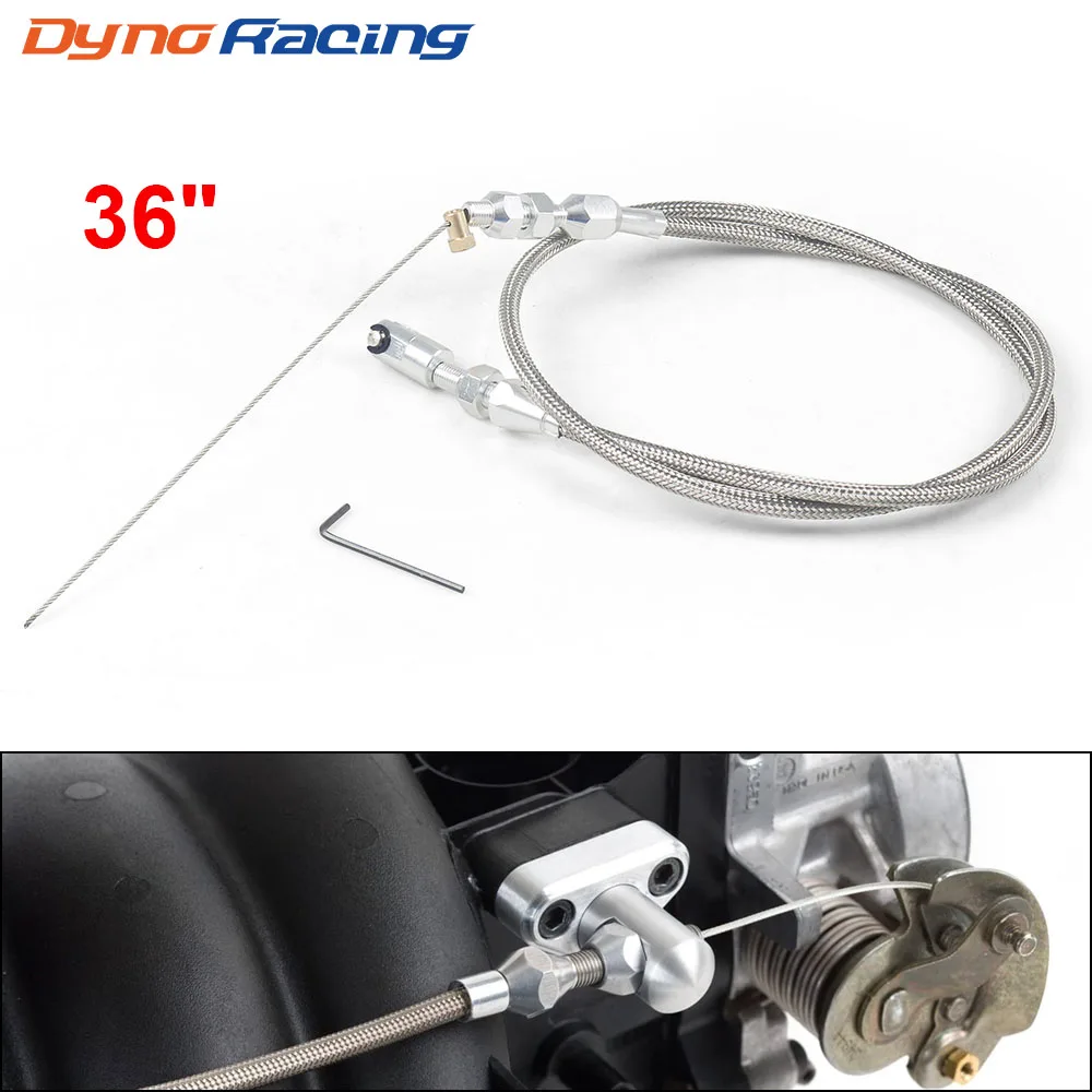 36" Throttle Gas Cable Kit Stainless Steel Braided For 97-07 Chevrolet/Chevy LS1 Engine 4.8L 5.3L 5.7L 6.0L throttle gas cable kit