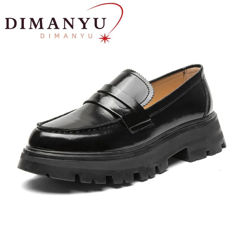 DIMANYU Women Shoes Loafers Platform 2024 New Genuine Leather Large Size Spring Shoes Ladies College Style Oxford Shoes Women