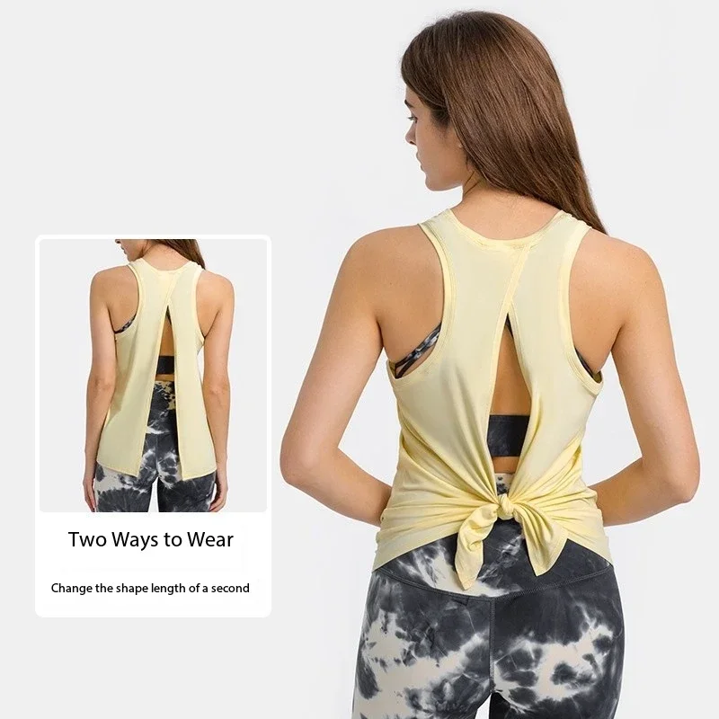 Lemon Activewear Naked-Feel Athletic Vest Open Back Yoga 4 way stretch fabric Sexy Sleeveless Blouse Sport Fitness Tank Tops