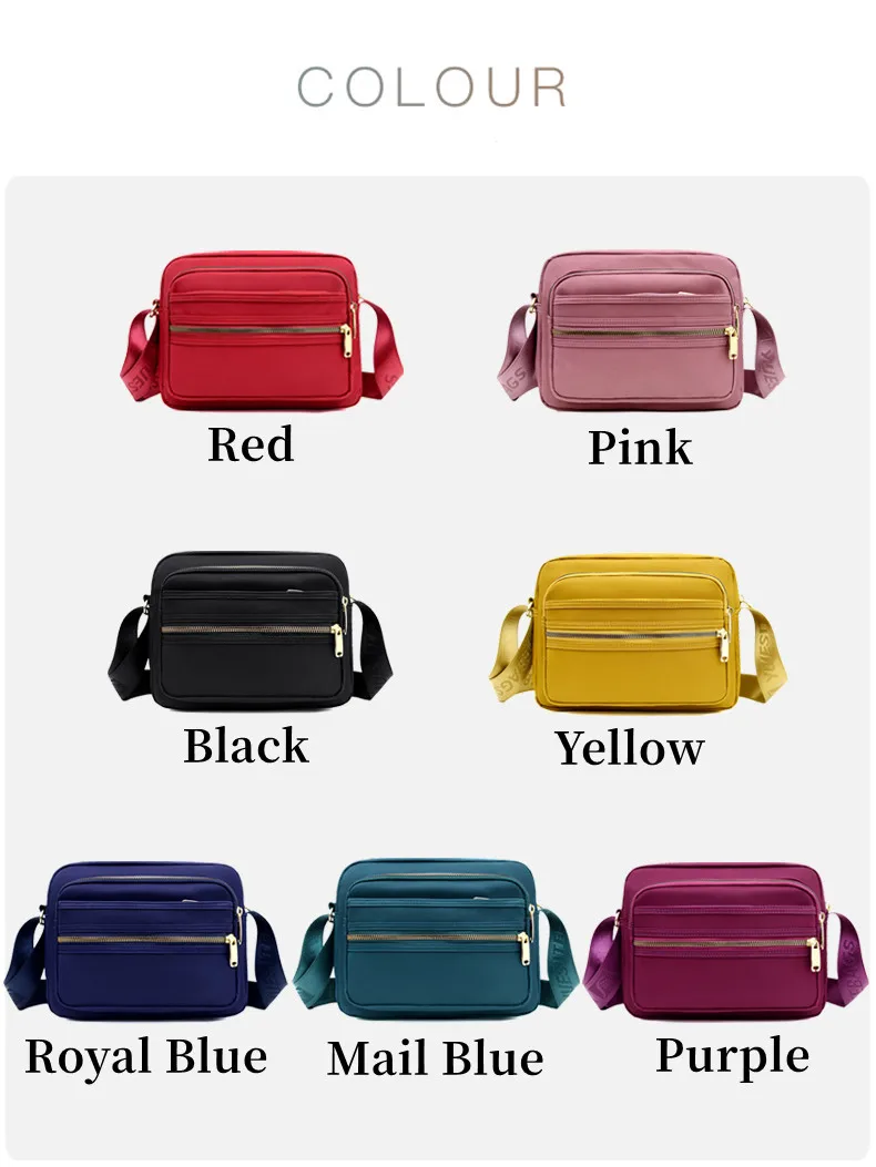 Fashion Multi Zipper Pocket Women Nylon Small Mini Shoulder Messenger Crossbody Bag Ladies Satchel Handbag Cellphone Pouch shoulder bags cheap