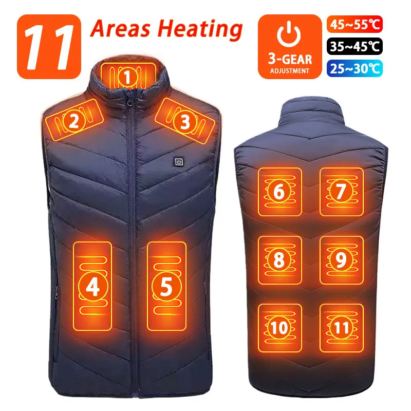 thumbnail image 1 of 21 ZONAS DE CALEFACCIÓN Chaleco calefaccionado Chaqueta calefactora ligera Chalecos de abrigo Hombres Mujeres Invierno USB Autocalentamiento Chaqueta térmica calefactora, 1 of 5