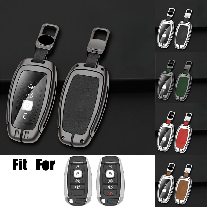

Zinc Alloy TPU Leather Car Smart Remote Key Fob Case Cover Holder With Keychian For Lincoln MKZ MKC MKX Navigator Continental