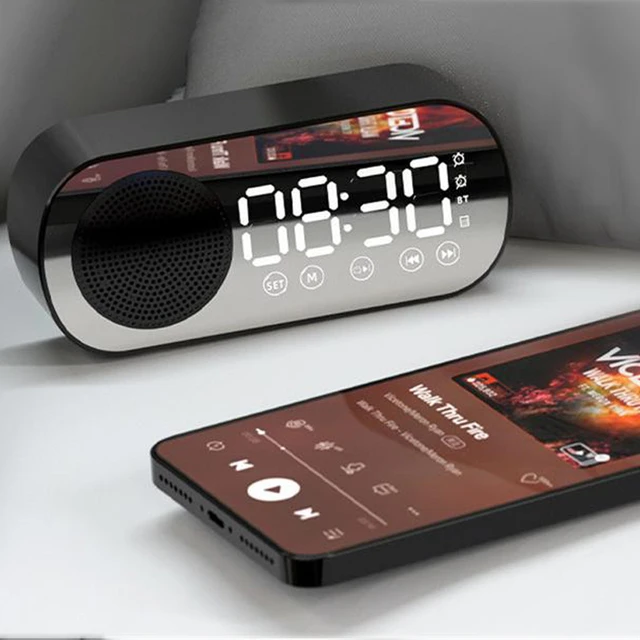 Altavoces Bluetooth Radio Fm Reloj digital  Reloj Dormitorio Radio  Bluetooth-Inalámbrico-Aliexpress