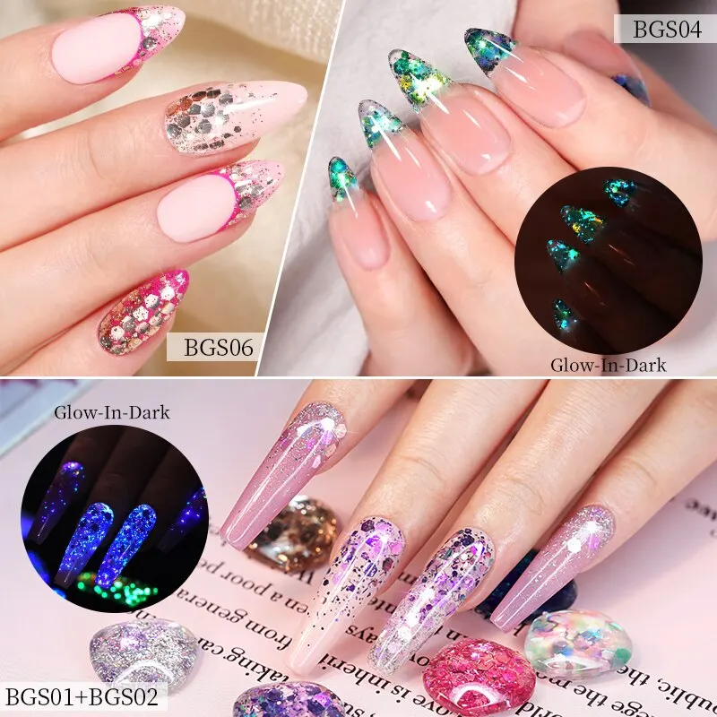 BORN PRETTY Glitter Sequins Gel Nail Polish Glow In The Dark Shining Soak  Off Gel Polish Long Lasting Nail Art Hybrid Varnish - AliExpress