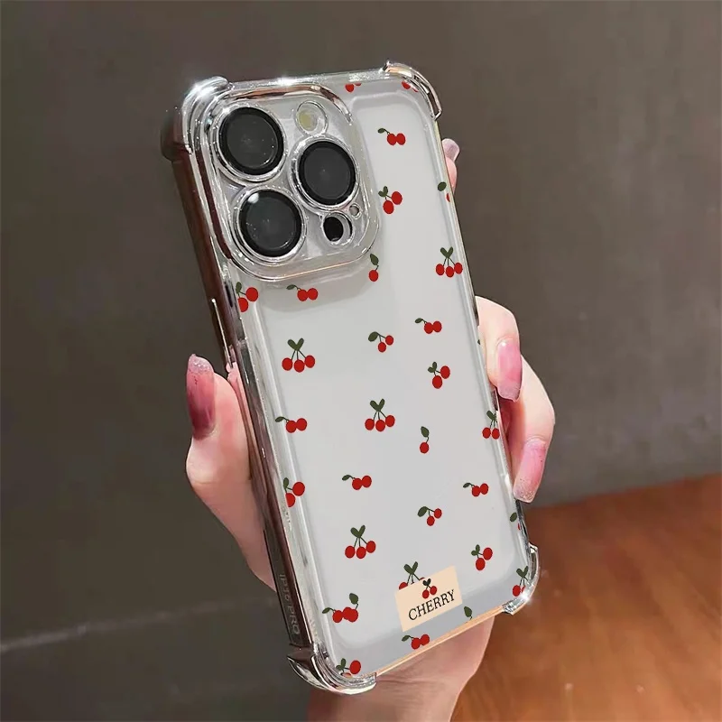Elegant Bow Cherry Plating Shockproof Phone Case