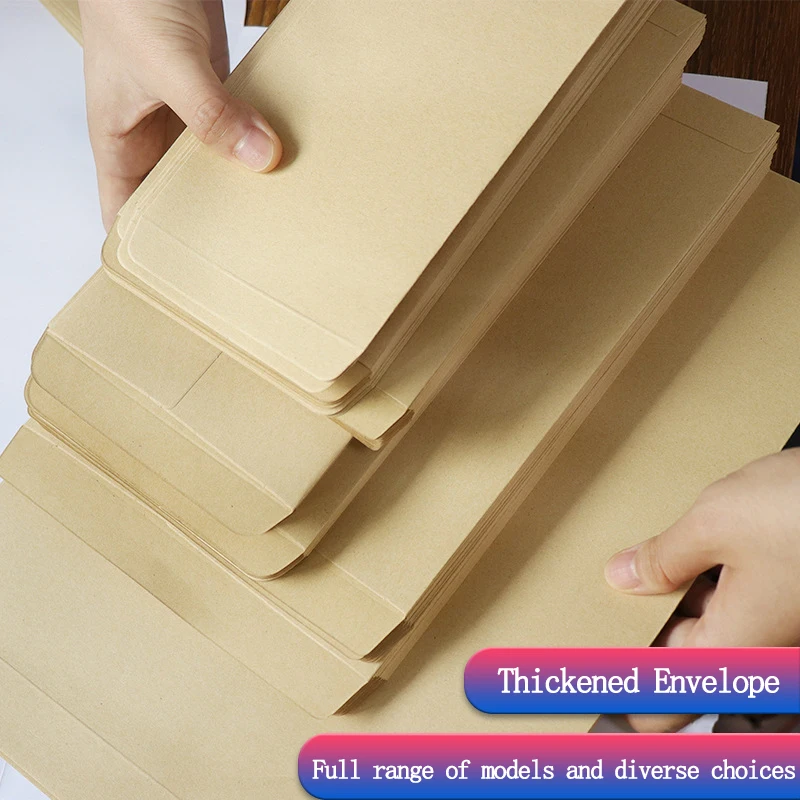Kraft Paper Envelopes 50pcs/lot Yellow Blank Letterless Envelope A4 Thickened Invoice Envelope in Kraft Paper Document Bag Business Office Supplies