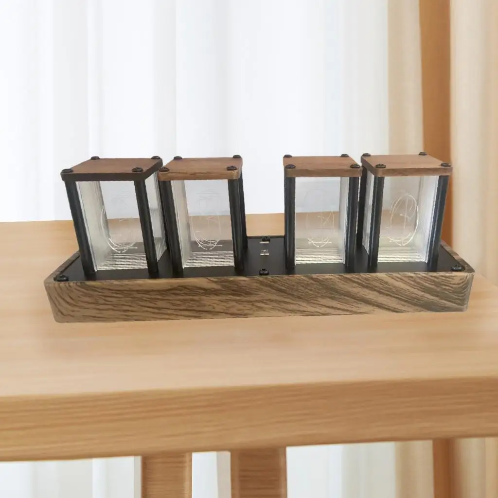 Colorful Nixie Tube Clock LED Desk Clock Vintage Glow Tube Gift Color Changing