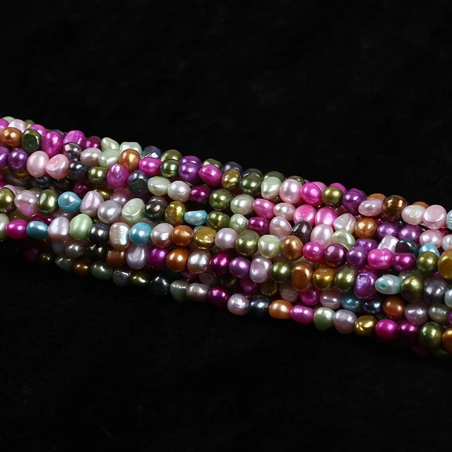 Buy 6mm Multi Color Baroque Freshwater Pearl Silver Chain - The Bead Traders