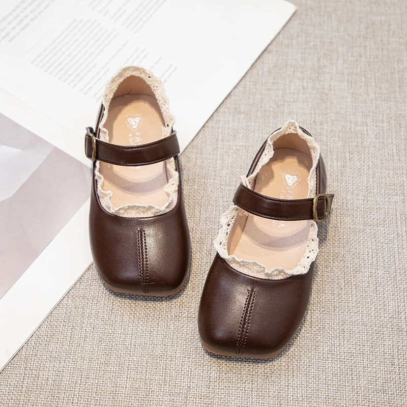 Leather Ballet Flats for Girls Autumn Party Wedding