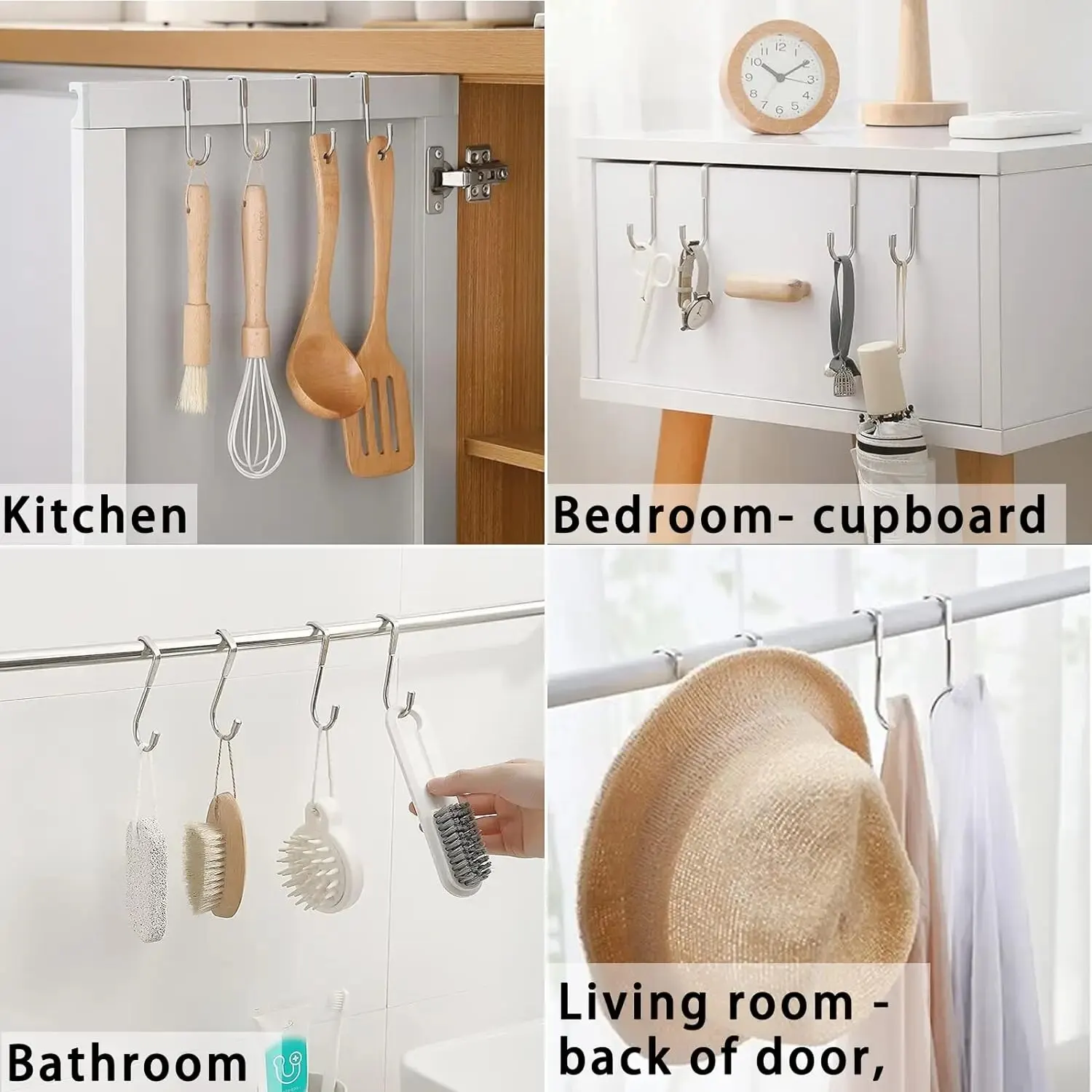 Door Hook Stainless Steel Over Door Double Hooks Towel Multipurpose Cupboard Hanging Hanger Bathrooms Kitchen Cabinet Wardrobe