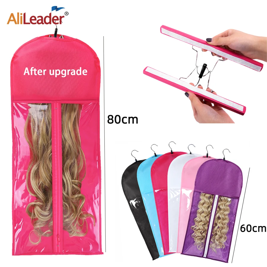 Long Wig Storage Bags With Hanger Non-Woven Hair Extension Packaging/Storage Bag Portable Dust Proof Hair Extensions Carrier Bag hair extensions storage bag