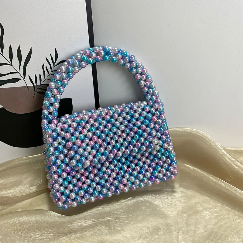 Colored Pearl Beads Ball Women's Handbags Top-Handle Bags