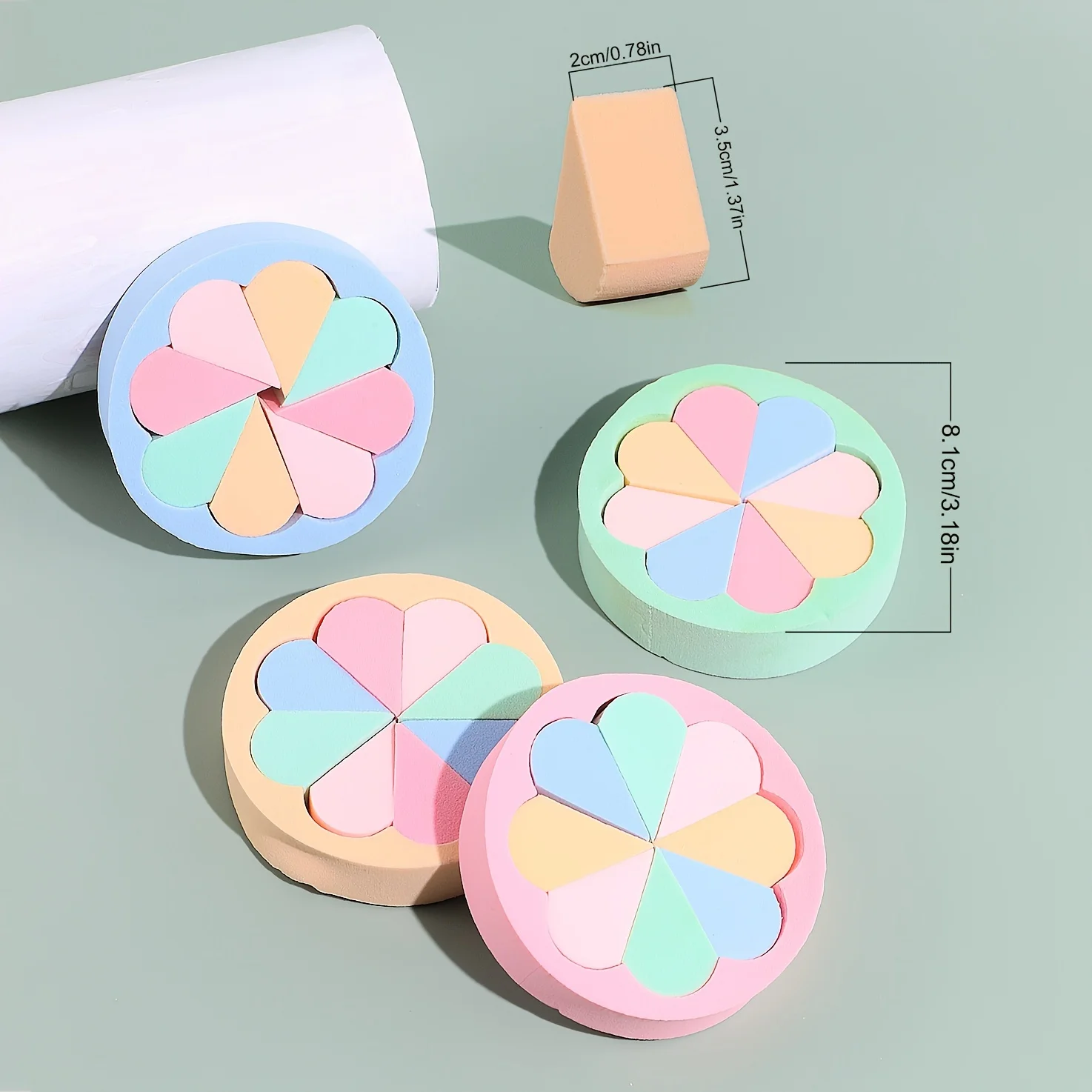 1pc Multicolor Circular Patchwork Makeup Sponge - Non-Absorbent for Foundation/Concealer, Perfect for Liquid/Cream Cosmetics