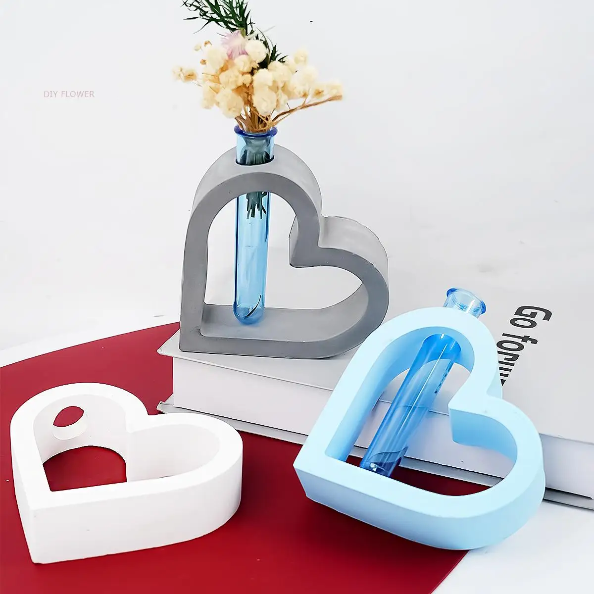 Silicone Mold Heart Hydroponic Vase DIY Handmade Hollow Love Shaped Aromatherapy Flower Arrangement