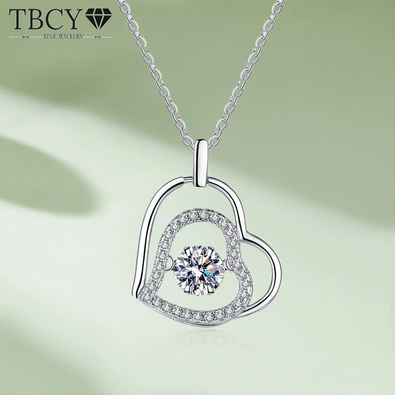 

TBCYD 0.5CT Heart Shaped Moissanite Diamond Pendant Necklace For Women S925 Silver Clavicle Neck Chain Valentine's Day Gifts