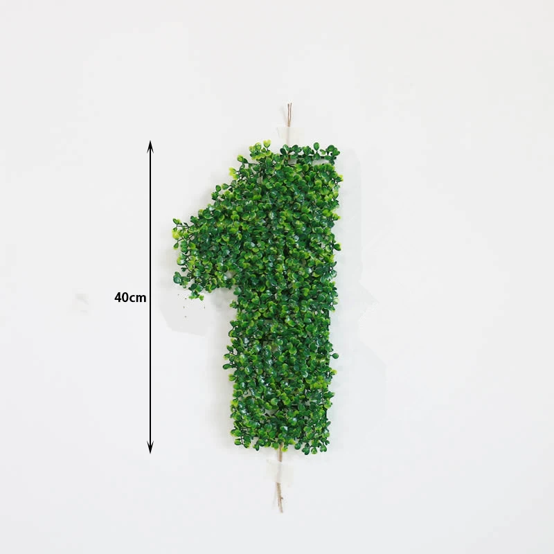 40cm Simulation Plant Number Hang Wall Decoration Birthday Wedding Party Background Artificial Green Leafs Plastic Baby Shower