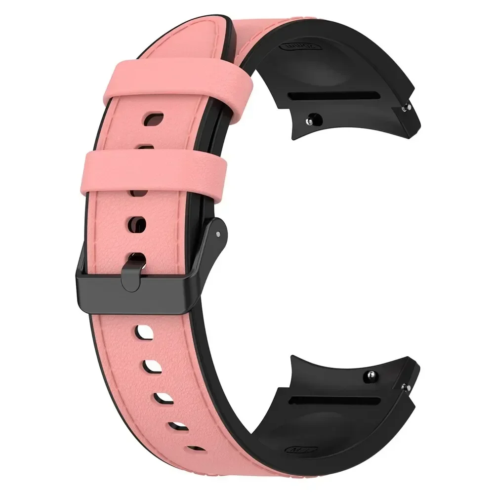 Dual-Material Silicone & Leather Watch Strap - Premium Replacement Band