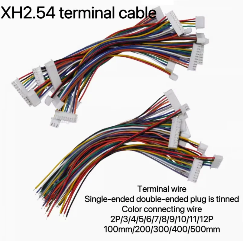 10pcsTerminalCable Xh2.54TerminalWireOneHead,twoHeadsColorConnectingwire26awg 2p/3/4/5/6/7/8/9/10/11/12p 100mm-500mm